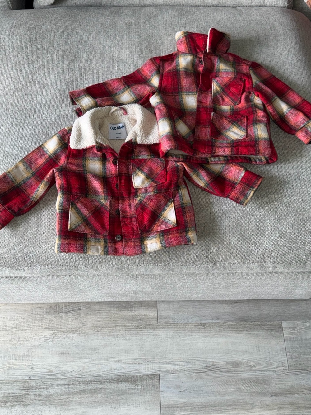 Old Navy Red Plaid Sherpa-Lined Kids Jacket